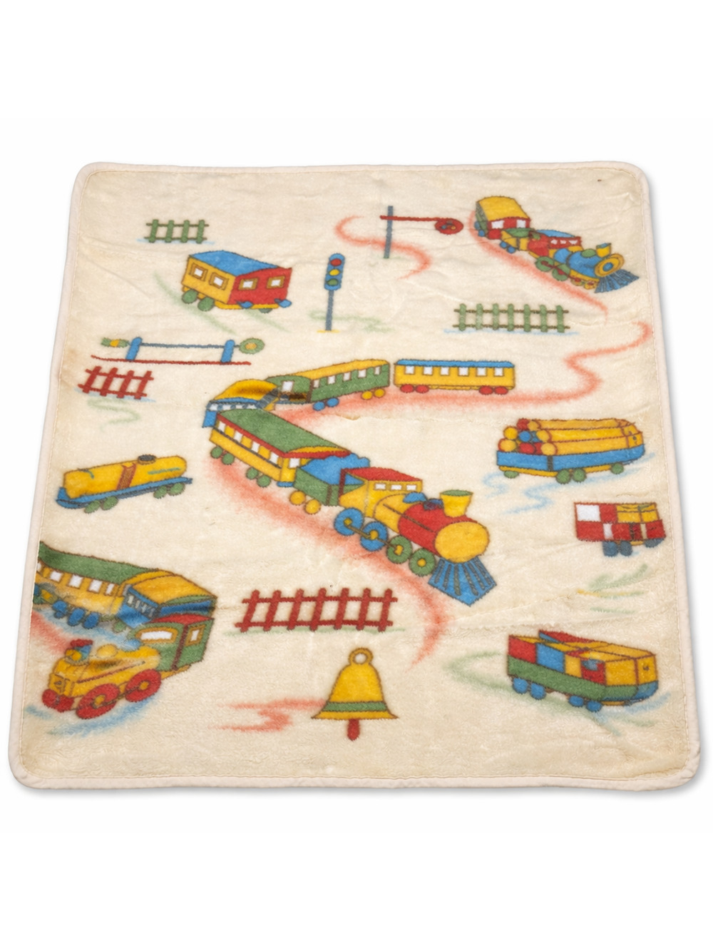 Vintage Mora Baby Blanket Trains Crib Nursery Acrylic Made Spain 50x45